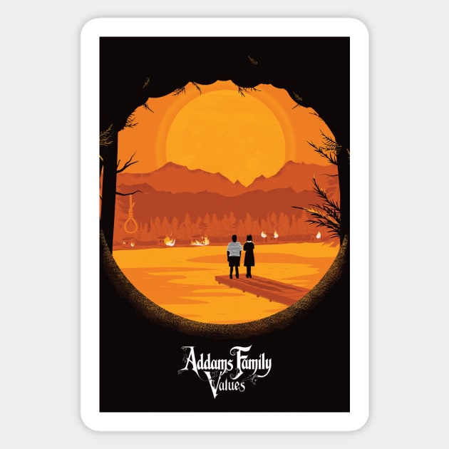 The Addams Family Values film print Sticker by Phil Shelly Creative